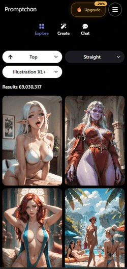 PromptChan main mobile screen
