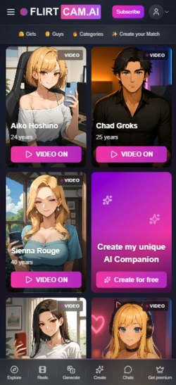 FlirtCam AI main mobile screen