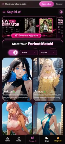 Kupid AI main mobile screen