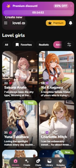 Lovel AI main mobile screen