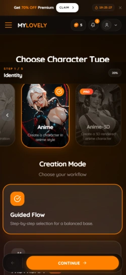 MyLovely AI character creation interface